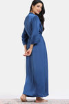 Zivame Silky Elegance Woven Nightdress With Robe - Moroccan Blue — thumbnail 4